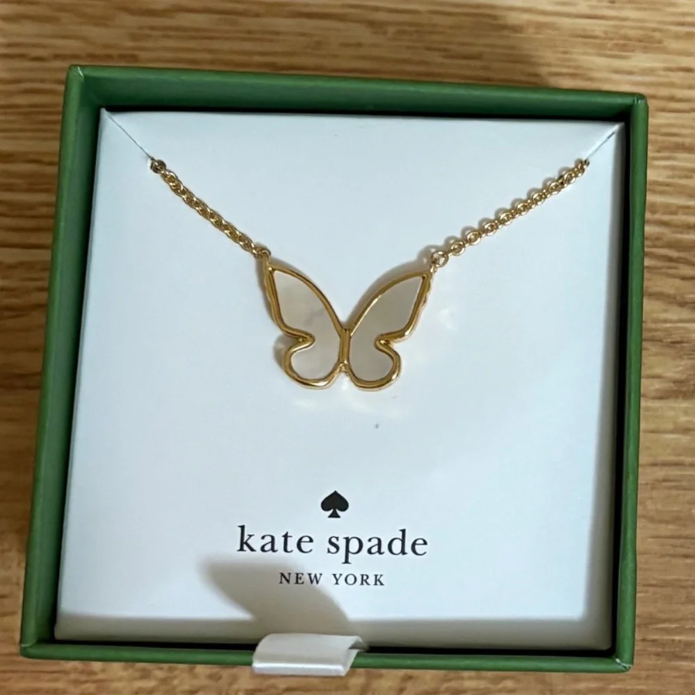 NIB Kate Spade All A Flutter Mother Of Pearl Butterfly necklace
